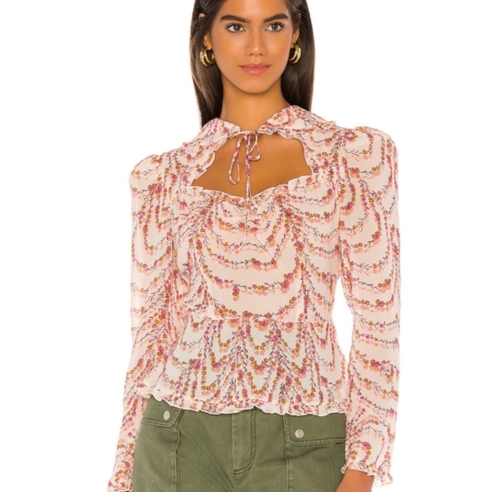 Divine Heritage Collared Peplum Blouse NWT